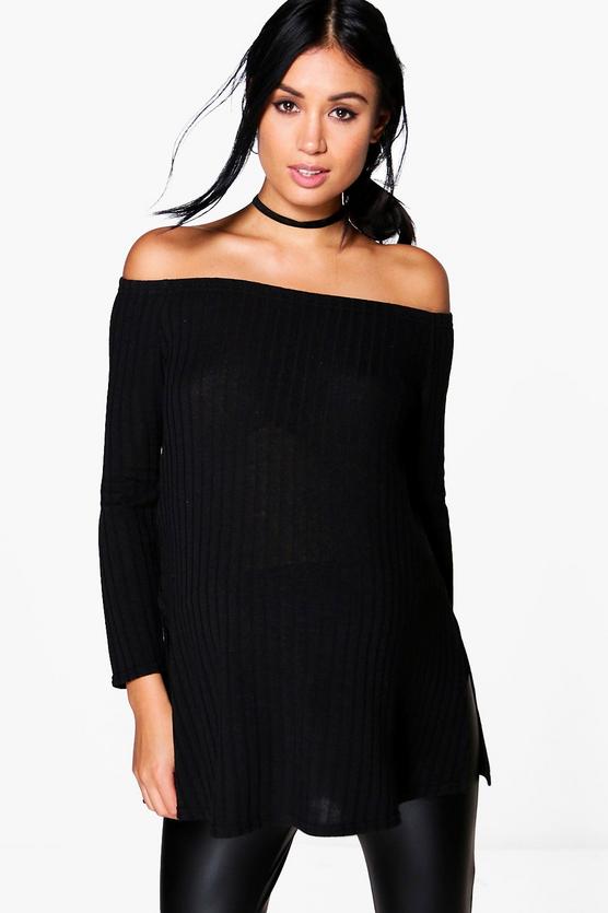 Maternity Hollie Off The Shoulder Ribbed Top
